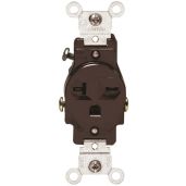 Leviton 5821 20-Amp 250-Volt Narrow Body Receptacle - Commercial Grade, Grounding, Side Wired, Brown