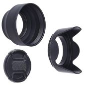 49mm Camera Lens Hoods Set: Collapsible Rubber & Tulip Flower Sun Shade for Reduced Flare & Enhanced Photography