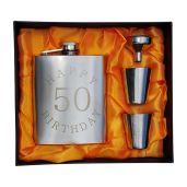 50th Birthday Flask Gift Set Engraved Happy 50 Birthday Perfect Gift for Milestone Celebration