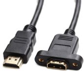 Bluwee 2FT HDMI Extension Cable - High Speed Male to Female with Gold Plated Plugs & Screw Nut for Panel Mount