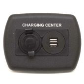 JR Products 15095 12V/USB Charging Center - Compact Black Power Hub for Easy Charging