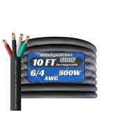6 Gauge 4 Conductor 6 4 AWG Black SOOW Portable Power Cable Wire (10 Feet)