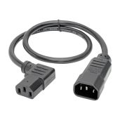 Tripp Lite 2-ft Power Extension Cord 10A, 18AWG - IEC-320-C14 to Right Angle IEC-320-C13, Black (P004-002-13RA)