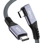 QCEs USB 4 Right Angle Thunderbolt 4 Cable 3.3Ft - 40Gbps, 8K60Hz, 100W PD for iPhone 15 Pro, MacBook, eGPU