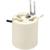 Leviton 8052-1 Keyless Medium Base Porcelain Lampholder - Durable Unglazed Incandescent Fixture in White