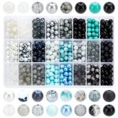 PH PandaHall 1080pcs 8mm Glass Beads - 24 Colors for Jewelry Making, Bracelets, Earrings & Ramadan Decor