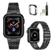 Buy MioHHR Stainless Steel Apple Watch Band 44mm/42mm - Compatible with Series 1-6 & SE, Sleek Black Design