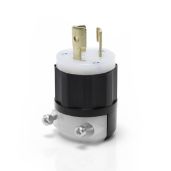 Leviton 4720-C Locking Plug: 15 Amp, 125 Volt, NEMA L5-15P, Industrial Grade Grounding - Black & White