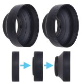 72mm Rubber Camera Lens Hood Set - Collapsible Sun Shade to Reduce Flare & Glare for Better Photography & Video