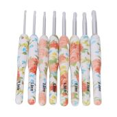 8Pcs Crochet Hook Set, Ergonomic Knitting Needles with Soft Grip for Arthritic Hands Yellow Small Flower