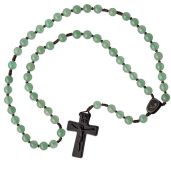 8mm Green Jade & Jujube Wood 5 Decade Rosary - Elegant Prayer Beads for Spiritual Connection