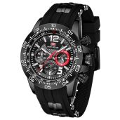 Shop AIMES Men's Military Waterproof Chronograph Watch - Stylish Black Dress Watch with Luminous Silicon Strap