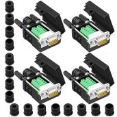 ANMBEST 4PCS DB9 Male Breakout Connector - Solderless RS232 D-SUB 9-Pin Adapter with Case & Long Bolts