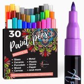 ARTISTRO 30 Acrylic Paint Pens Set for Fabric Canvas Rock Glass Wood Paper DIY Art Extra Fine Markers for Kids and Adults