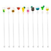 10 Pack Colorful Acrylic Swizzle Sticks - Perfect Cocktail Stirrer for Bars, Cafes & Home Use