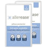 AllerEase King Pillow Protectors - Washable Hot Water Safe, 2 Count, White | Allergy Relief & Comfort