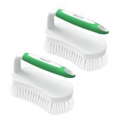 Heavy-Duty Amazer Scrub Brush Set - Comfort Grip Shower & Floor Cleaner with Stiff Bristles (Pack of 2, Green)