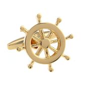 Gold Rudder Cufflinks for Sailors | Anchor & Sea-Themed Fishing Accessories