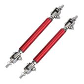 Aramox 2Pcs Car Bumper Protector - Universal 75mm Front & Rear Lip Rod Splitter Strut Tie Support (Red)