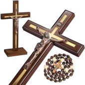 Unique Asterom Handmade Crucifix - Wooden Table Cross with Detachable Stand for Catholic Home Decor