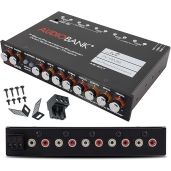 Audiobank EQ7 1/2 Din 7 Band Car Audio Equalizer with Adjustable Frequencies and RCA Inputs for Subwoofer and Portable Devices
