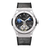 Automatic Watches for Men, Skeleton Watches for Men Analog Tourbillon Watch Starry Sky Dial 12-Hour Small Dial Moon Phase Mechanical Watch Black