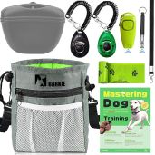 BARKIE Dog Training Kit with Treat Pouch Fanny Pack Clickers Whistle Guide Booklet and Poop Bags for Effective Puppy Training