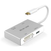 BELIN LINK USB-C to HDMI DVI VGA Adapter - 4-in-1 Hub for MacBook Pro, Surface Pro & More | 4K Thunderbolt 3 Compatible