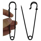 BESTCYC 10pcs Extra Large Black Safety Pins - Heavy Duty Stainless Steel for Blankets, Skirts, Crafts (10.1cm x 22mm)