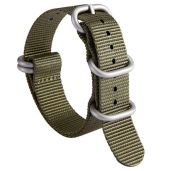 BINLUN Nylon Watch Strap Thick Premium Ballistic Multicolor Bands for Men Women 18mm 19mm 20mm 21mm 22mm 23mm 24mm with Military Heavy Duty 5 Rings Stainless Steel Buckle(Green-Silver,24mm)