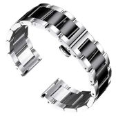 BINLUN Thick Stainless Steel Watch Band - Polished & Matte Finish, 16mm to 26mm Replacement Strap for Men & Women