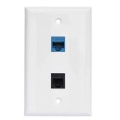 Buy BUPLDET RJ11 RJ45 Wall Plate - CAT6 Ethernet & Phone Jack - Female to Female - White