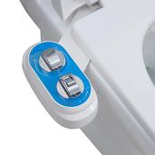 Bidet J2510B Hot and Cold Water Self Cleaning Non Electric Toilet Attachment with Dual Nozzles and Adjustable Pressure Control Blue
