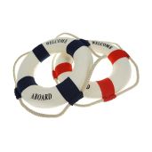 Bilipala 2PCS Welcome Cloth Life Ring Decor - Nautical Red & Blue Wall Buoy for Home
