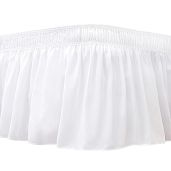 "Shop Biscaynebay Queen Bed Skirts - 15" Drop, White, Adjustable, Wrinkle-Free & Machine Washable for Luxurious Comfort"