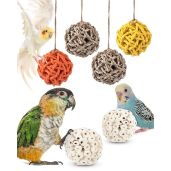 Bissap 6PCS Small Parrot Chew Toys Colorful Sola Balls for Cockatiels Conures Cockatoos Parakeets and Love Birds