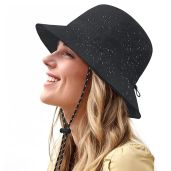 Black Bucket Hat for Women and Men Waterproof Wide Brim Packable Sun Hat with UV Protection for Summer Beach Fishing and Hiking