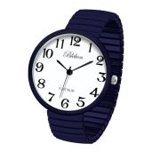 Shop Blekon Super Large Face Stretch Band Watch - Japanese Movement PC21J in Navy Blue