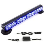 BooYu 14.8" Blue Battery Powered Police Firefighter Emergency Strobe Lights Bar for Trucks Vehicles Rechargeable Wireless Rooftop Mini Hazard