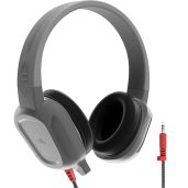 Brenthaven Wired Headphones with Mic 3.5 mm Jack On-Ear Adjustable Durable Lightweight Drop Tested for Kids and K-12 Students Gray