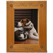 CEDAR CRATE MARKET You Left Paw Prints On My Heart Pet Memorial Picture Frame Engraved Natural Wood 5x7 Vertical Portrait Frame for Animal Lovers