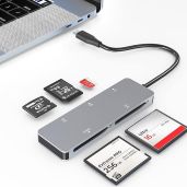 Fast USB C CFast 2.0 Card Reader - Read 5 Cards Simultaneously | Compatible with SanDisk, Lexar, Sony & More