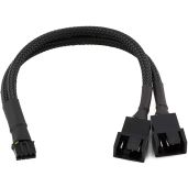 CRJ Micro 4-Pin GPU Dual Fan Adapter Cable - 6-Inch PWM Connector for 3-Pin & 4-Pin PC Fans - Black Sleeved