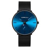 CRRJU Men Watches Business Casual Quartz Watch,Date Black Dial Wrist Watch with Mesh Band
