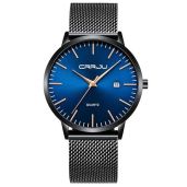 CRRJU Men's Ultra Thin Fashion Watch: 7MM Waterproof Stainless Steel Mesh Band