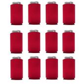 Red Can Cooler Sleeves Blank Poly Foam Pack of 12 for Parties and Events