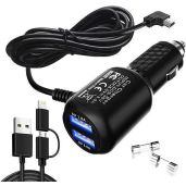 Dual Port USB Car Charger for Garmin Nuvi C255 & GPS Devices - Mini USB Power Cable