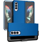 Galaxy Z Fold 3 5G Case with Clip & Holster - Slim Hard Cover & Stand Combo in Cobalt Blue