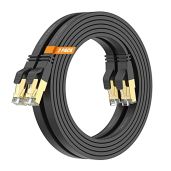 Surplay Cat8 15FT-2Pack Ethernet Cable,Black-40Gbps-2000Mhz Internet Network Cord,High Speed Gold-Plated RJ45 Double Shielded with Ground Wire for