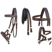 Challenger Tack Bitless Bridle & Halter Set - Western/English Leather Sidepull for Cob Size (Model 7701BR-C)